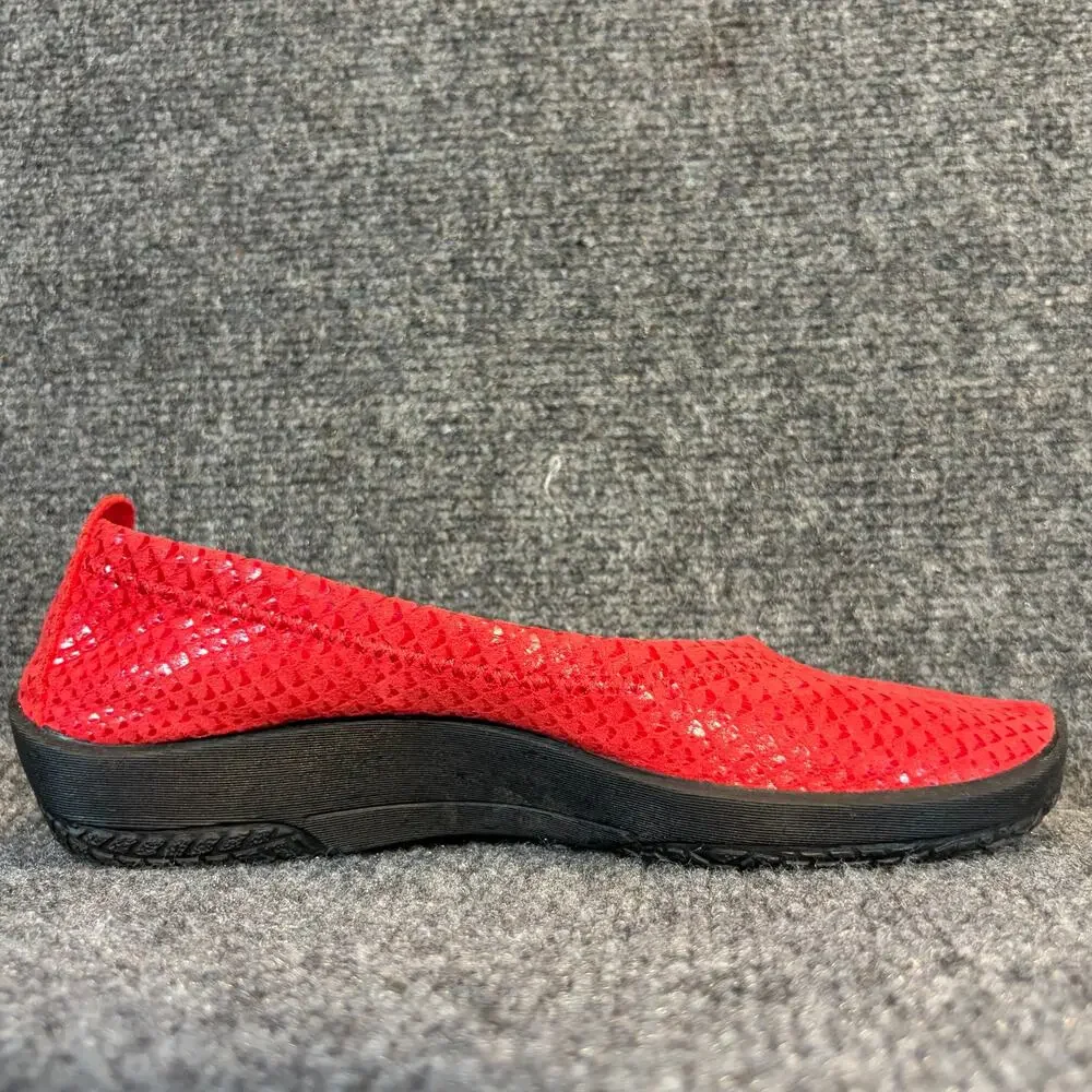 Arcopedico Red Knit Comfort Travel Walking Slip On Ballet Flats Shoes Womens 9